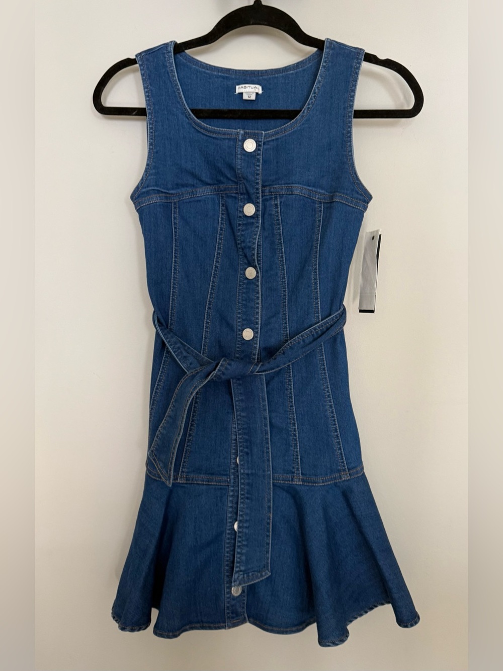 NWT Habitual Kids Girls Denim Flounce Dress - Size 12